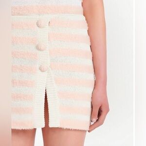 BALMAIN $1900 Pink and Ecru Stripes Skirt